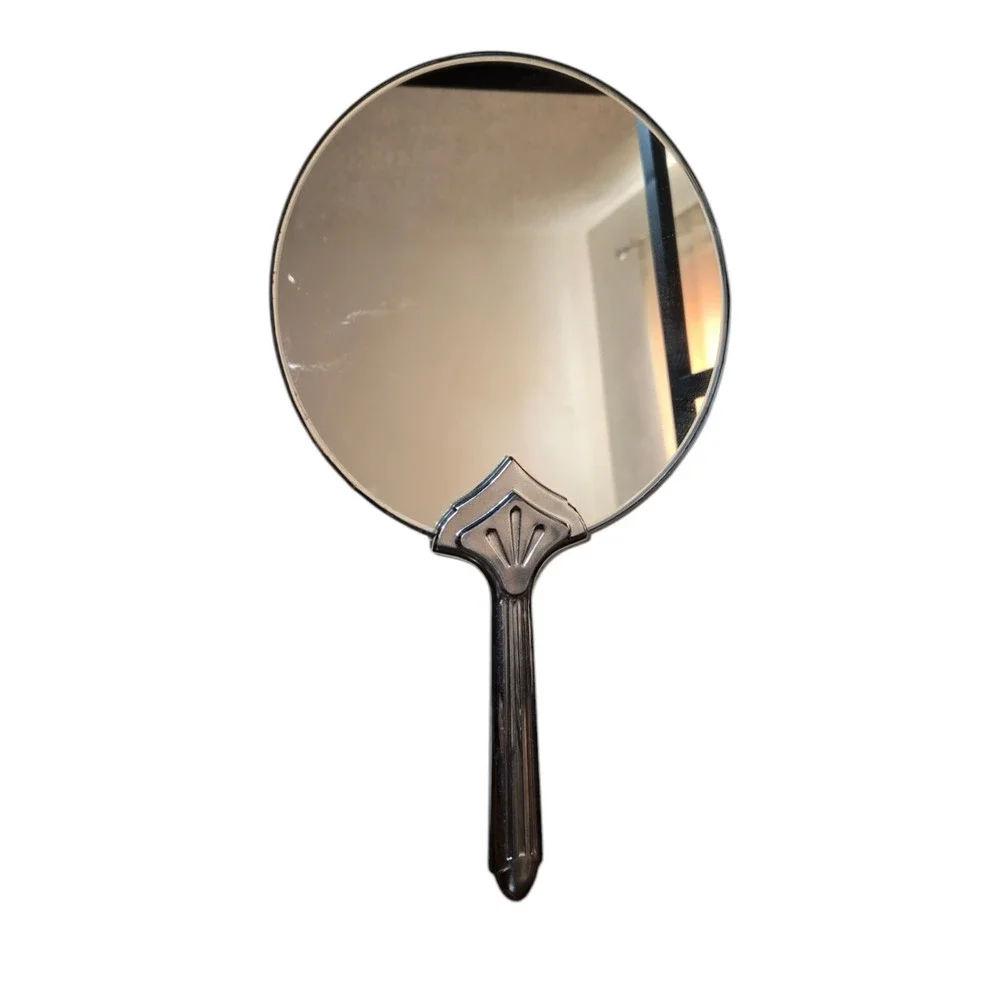 Vintage Hand Mirror Art Deco Style Vanity Mirror Chrome Finish Round‎